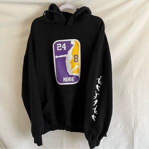 Kobe Bryant Pullover Hoodie Custom Front Logo and Sleeve Graphics Black Size 3XL
